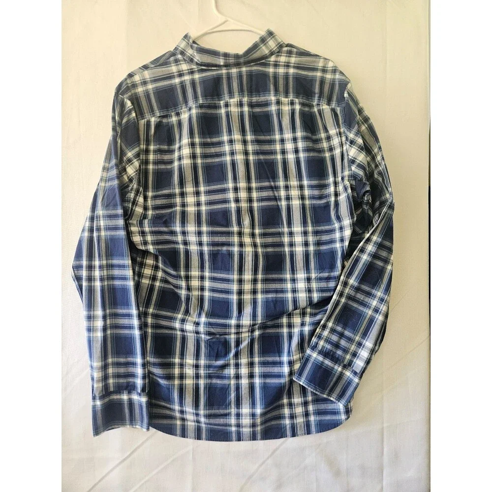 J.Crew Factory Flex Washed Blue Plaid Button Down Shirt Men’s Medium NWT